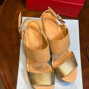 ANTONIO MELANI Beige and Metallic Women's Sandals